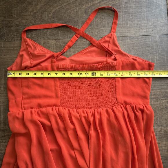 Torrid Maxi Tank Dress 2 Womans Plus Orange Chiffon Embroidered Cross Back - Picture 4 of 5